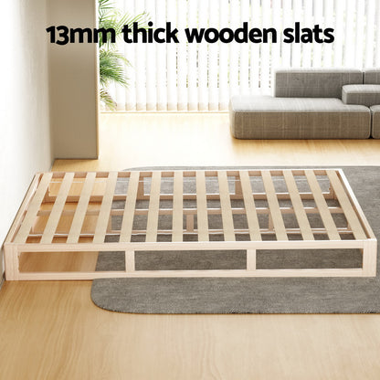 Artiss Bed Frame Queen Size Wooden Base Mattress Platform Timber Pine KALAM-Furniture &gt; Bedroom-PEROZ Accessories