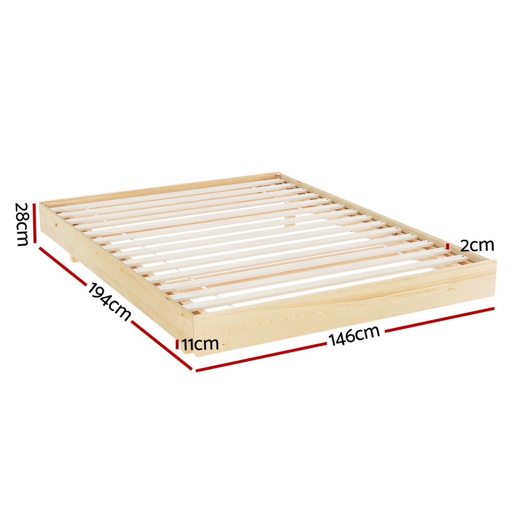 Artiss Bed Frame Double Size Floating Wooden Mattress Base Platform Timber ODIN-Furniture &gt; Bedroom-PEROZ Accessories