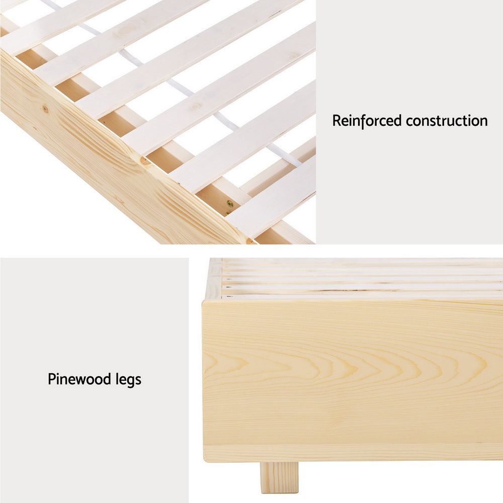 Artiss Bed Frame Queen Size Floating Wooden Mattress Base Platform Timber ODIN-Furniture &gt; Bedroom-PEROZ Accessories