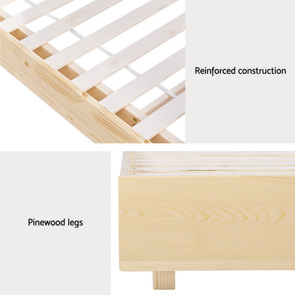 Artiss Bed Frame Queen Size Floating Wooden Mattress Base Platform Timber ODIN-Furniture &gt; Bedroom-PEROZ Accessories