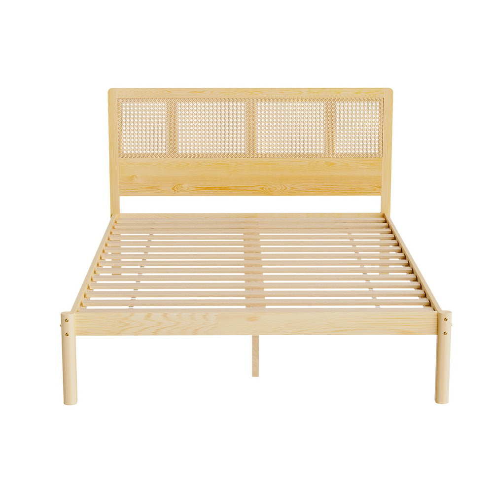 Artiss Bed Frame Double Size Rattan Wooden RITA-Furniture &gt; Bedroom-PEROZ Accessories