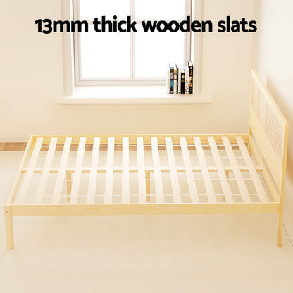 Artiss Bed Frame Double Size Rattan Wooden RITA-Furniture &gt; Bedroom-PEROZ Accessories