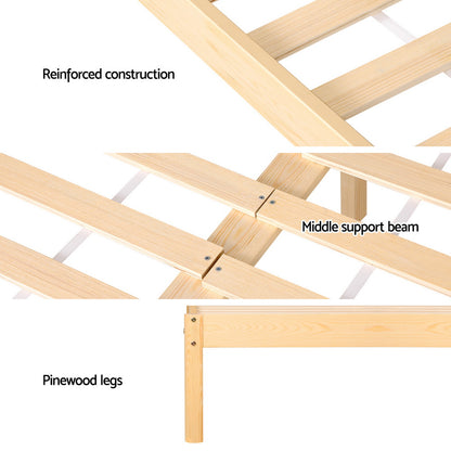 Artiss Bed Frame Double Size Rattan Wooden RITA-Furniture &gt; Bedroom-PEROZ Accessories