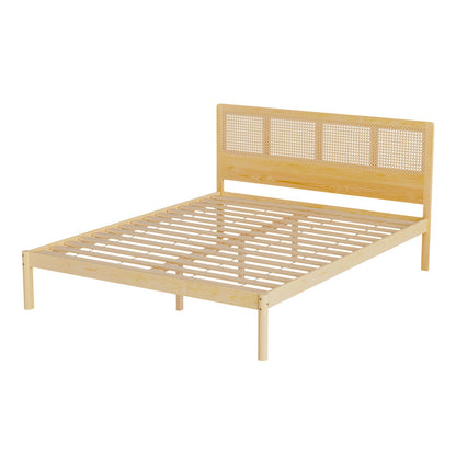 Artiss Bed Frame Queen Size Rattan Wooden RITA-Furniture &gt; Bedroom-PEROZ Accessories