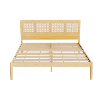 Artiss Bed Frame Queen Size Rattan Wooden RITA-Furniture &gt; Bedroom-PEROZ Accessories