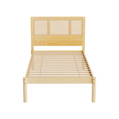 Artiss Bed Frame Single Size Rattan Wooden RITA-Furniture &gt; Bedroom-PEROZ Accessories