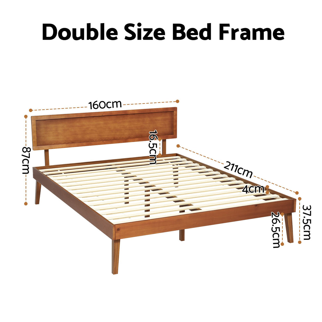 Artiss Bed Frame Queen Size Wooden Bed Base Walnut SPLAY-Furniture > Bedroom > Beds &amp; Bed Frames-PEROZ Accessories