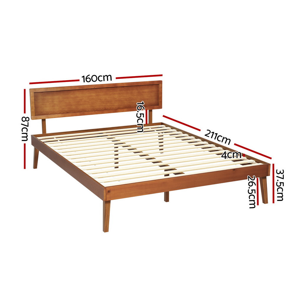 Artiss Bed Frame Queen Size Wooden Bed Base Walnut SPLAY-Furniture &gt; Bedroom &gt; Beds &amp; Bed Frames-PEROZ Accessories
