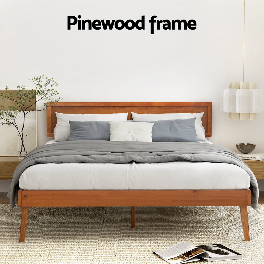 Artiss Bed Frame Queen Size Wooden Bed Base Walnut SPLAY-Furniture &gt; Bedroom &gt; Beds &amp; Bed Frames-PEROZ Accessories