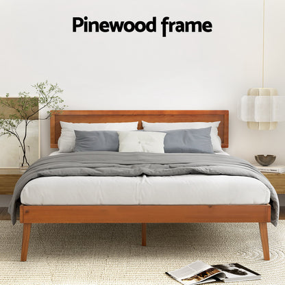 Artiss Bed Frame Queen Size Wooden Bed Base Walnut SPLAY-Furniture &gt; Bedroom &gt; Beds &amp; Bed Frames-PEROZ Accessories