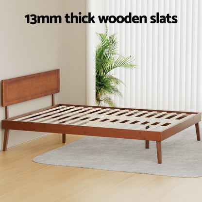 Artiss Bed Frame Queen Size Wooden Bed Base Walnut SPLAY-Furniture &gt; Bedroom &gt; Beds &amp; Bed Frames-PEROZ Accessories
