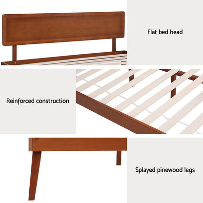 Artiss Bed Frame Queen Size Wooden Bed Base Walnut SPLAY-Furniture &gt; Bedroom &gt; Beds &amp; Bed Frames-PEROZ Accessories
