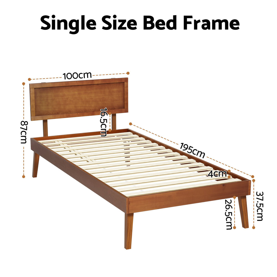 Artiss Bed Frame Single Size Wooden Bed Base Walnut SPLAY-Furniture > Bedroom-PEROZ Accessories