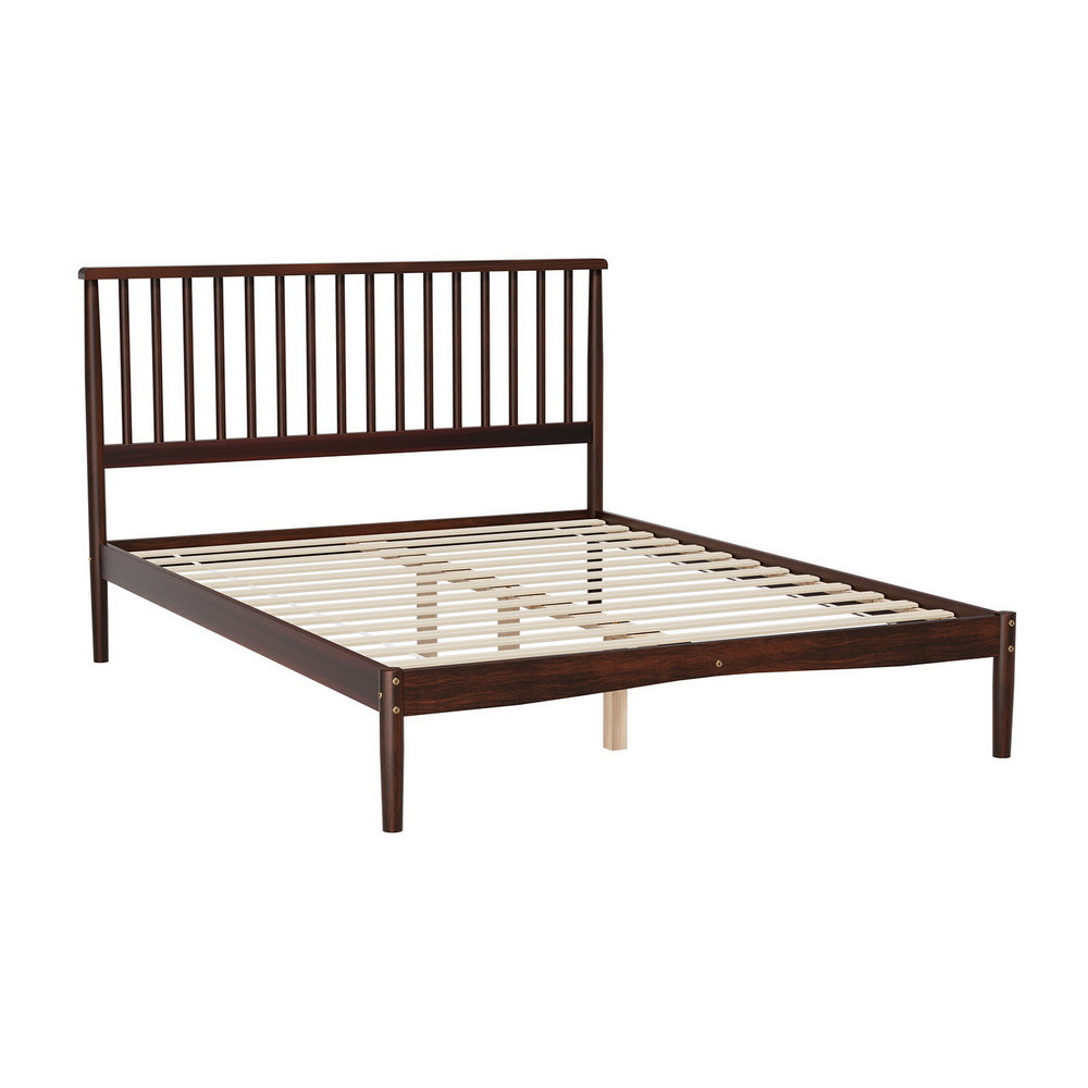 Artiss Bed Frame Double Size Wooden Base Mattress Platform Timber Walnut VISE-Furniture &gt; Bedroom-PEROZ Accessories