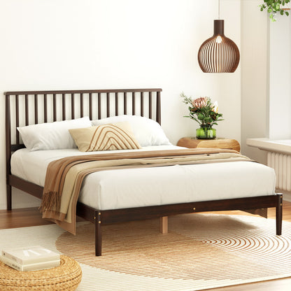 Artiss Bed Frame Double Size Wooden Base Mattress Platform Timber Walnut VISE-Furniture &gt; Bedroom-PEROZ Accessories