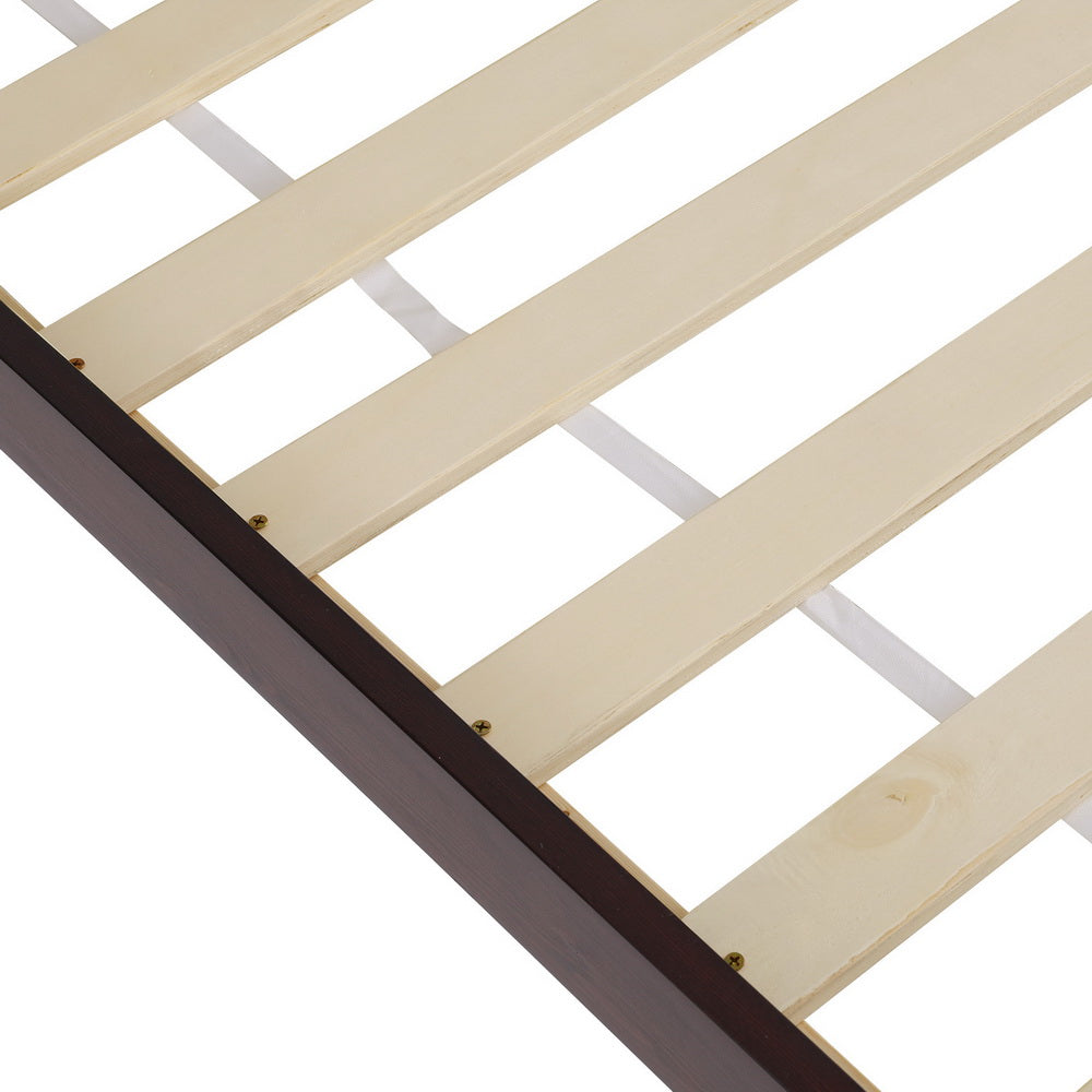 Artiss Bed Frame King Size Wooden Base Mattress Platform Timber Walnut VISE-Furniture &gt; Bedroom-PEROZ Accessories