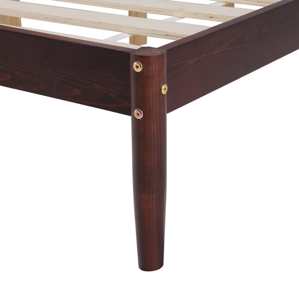 Artiss Bed Frame King Size Wooden Base Mattress Platform Timber Walnut VISE-Furniture &gt; Bedroom-PEROZ Accessories