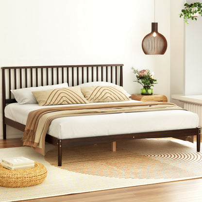 Artiss Bed Frame King Size Wooden Base Mattress Platform Timber Walnut VISE-Furniture &gt; Bedroom-PEROZ Accessories