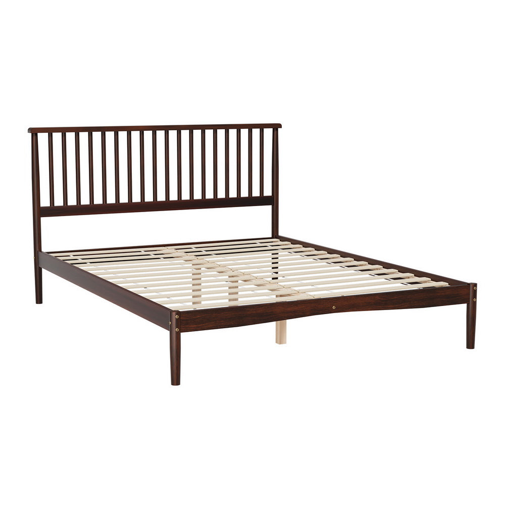 Artiss Bed Frame Queen Size Wooden Base Mattress Platform Timber Walnut VISE-Furniture &gt; Bedroom-PEROZ Accessories