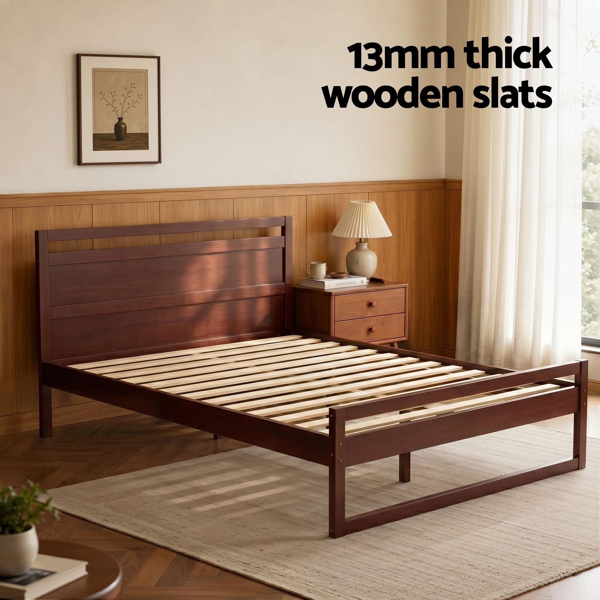 Artiss Bed Frame Double Size Wooden Walnut WITTON-Furniture > Bedroom-PEROZ Accessories