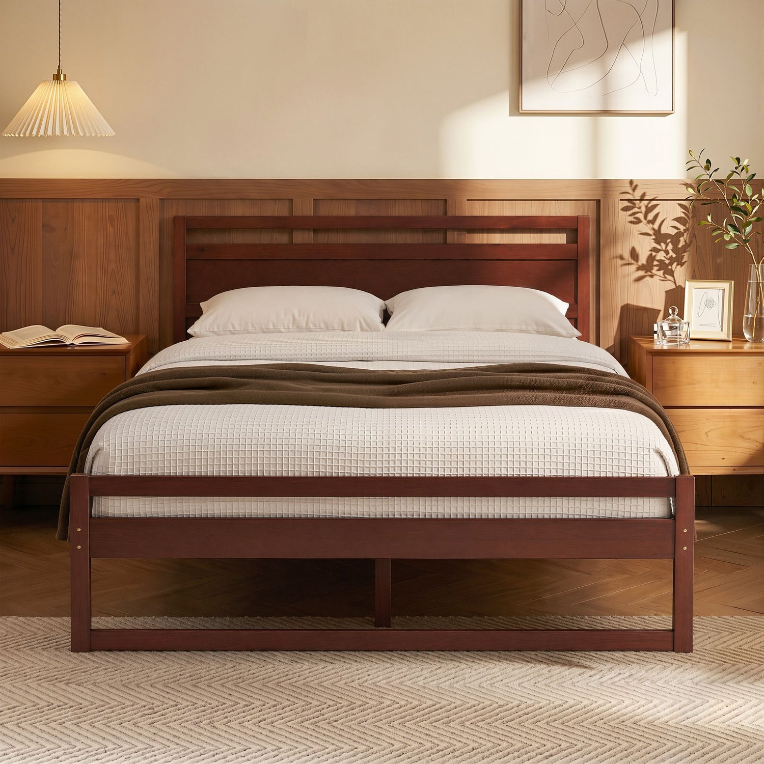 Artiss Bed Frame Double Size Wooden Walnut WITTON-Furniture > Bedroom-PEROZ Accessories