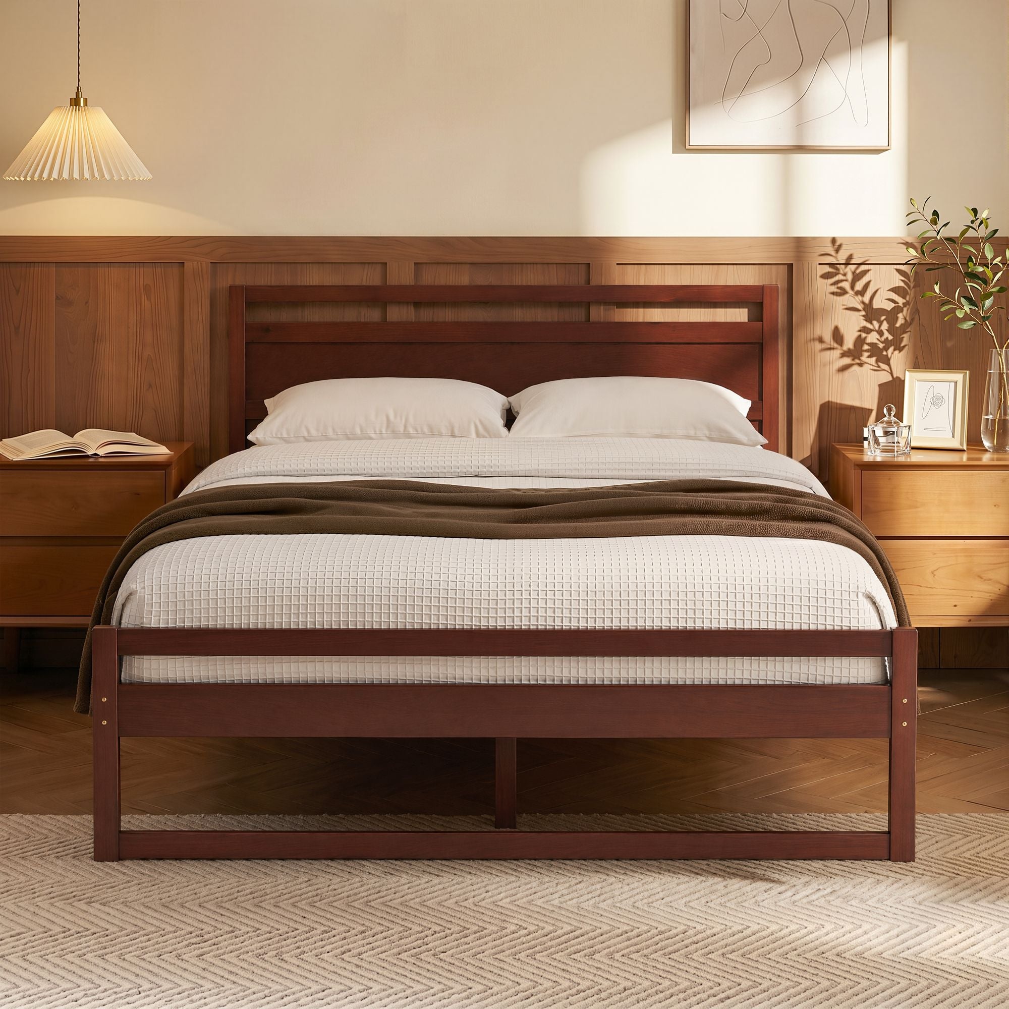 Artiss Bed Frame Double Size Wooden Walnut WITTON-Furniture > Bedroom-PEROZ Accessories