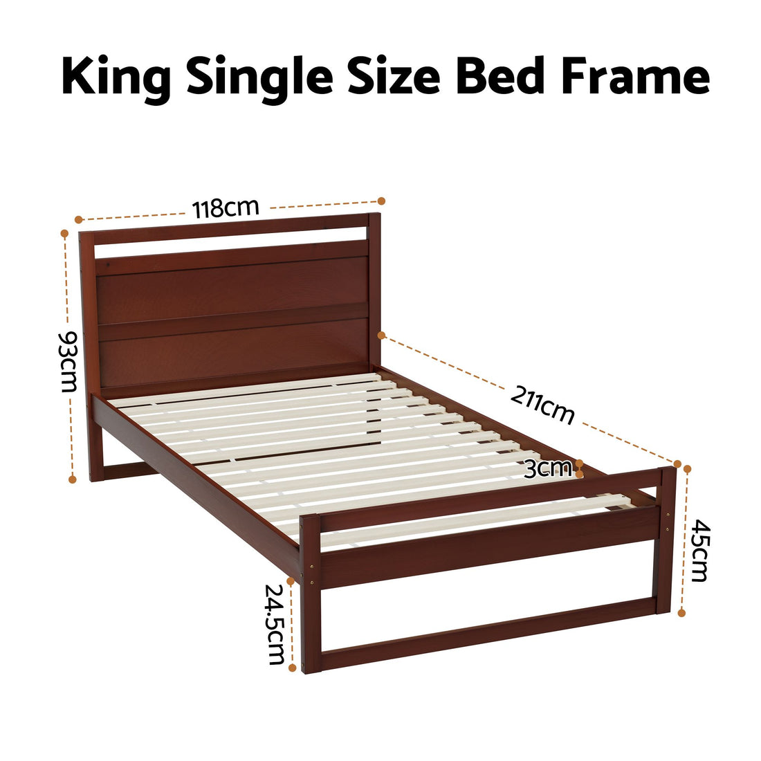 Artiss Bed Frame King Single Size Wooden Walnut WITTON-Furniture > Bedroom-PEROZ Accessories