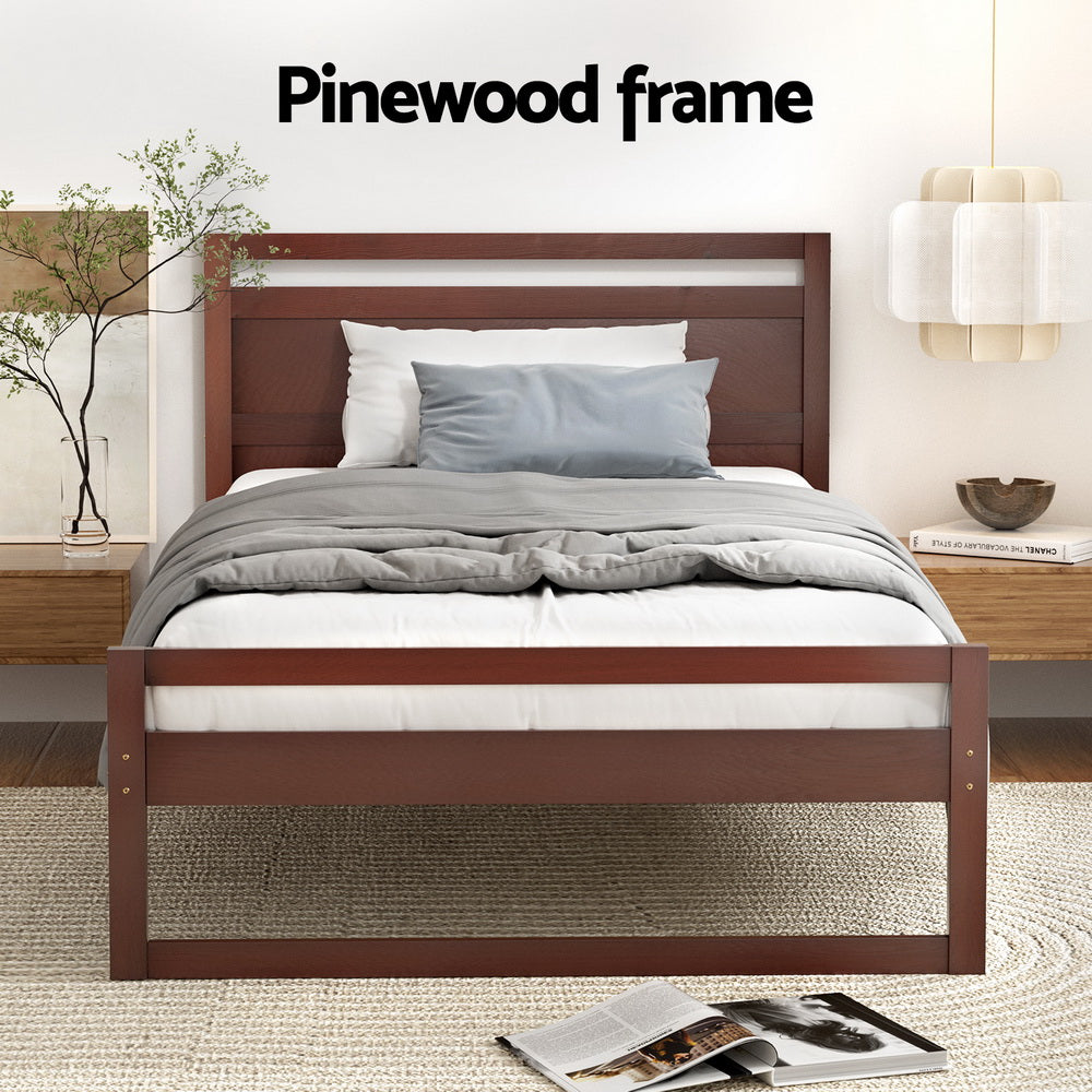 Artiss Bed Frame King Single Size Wooden Walnut WITTON-Furniture &gt; Bedroom-PEROZ Accessories