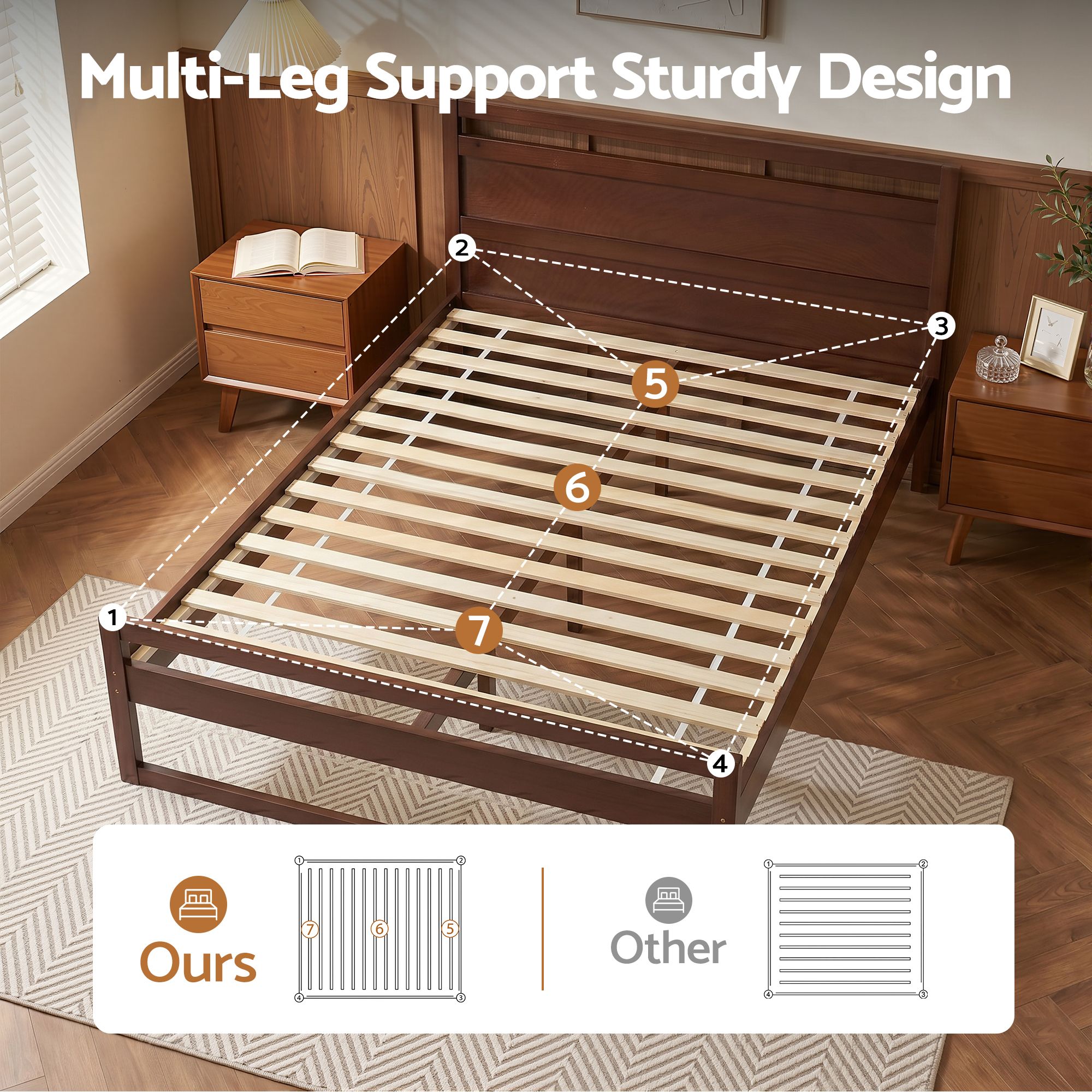 Artiss Bed Frame Queen Size Wooden Walnut WITTON-Furniture > Bedroom-PEROZ Accessories