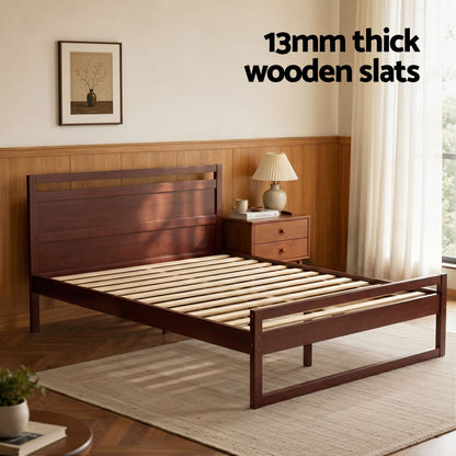 Artiss Bed Frame Queen Size Wooden Walnut WITTON-Furniture > Bedroom-PEROZ Accessories