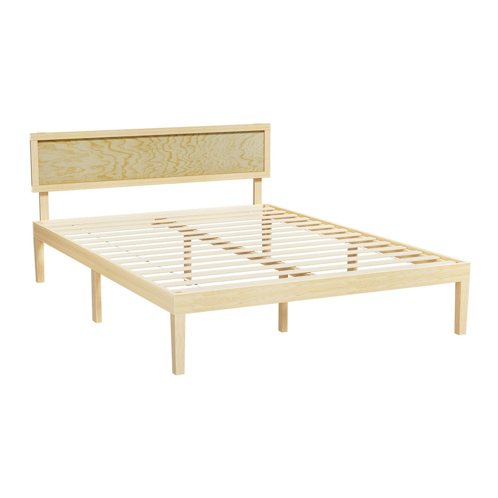 Artiss Bed Frame Double Size Wooden Base Mattress Platform Timber Pine YUMI-Furniture &gt; Bedroom-PEROZ Accessories