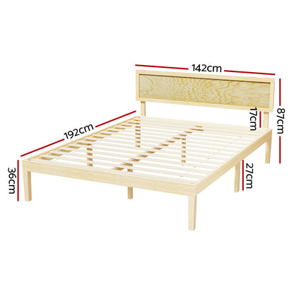 Artiss Bed Frame Double Size Wooden Base Mattress Platform Timber Pine YUMI-Furniture &gt; Bedroom-PEROZ Accessories
