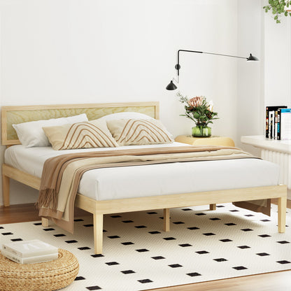 Artiss Bed Frame Double Size Wooden Base Mattress Platform Timber Pine YUMI-Furniture &gt; Bedroom-PEROZ Accessories