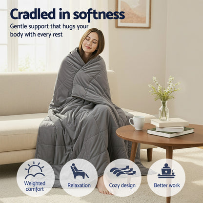 Giselle 9KG Weighted Blanket Adults Kid Anti Anxiety Gravity Blankets Sherpa Fleece-Home &amp; Garden &gt; Bedding &gt; Blankets &amp; Throws-PEROZ Accessories