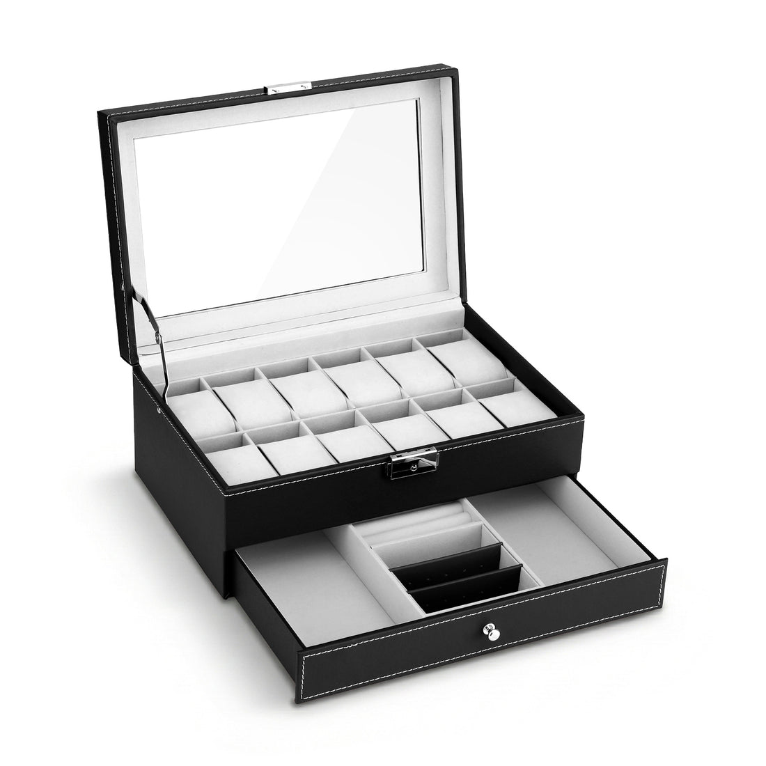 Embellir 12 Grids Watch Box Organizer Case Jewelry Display Storage Showcase-Fashion > Men&