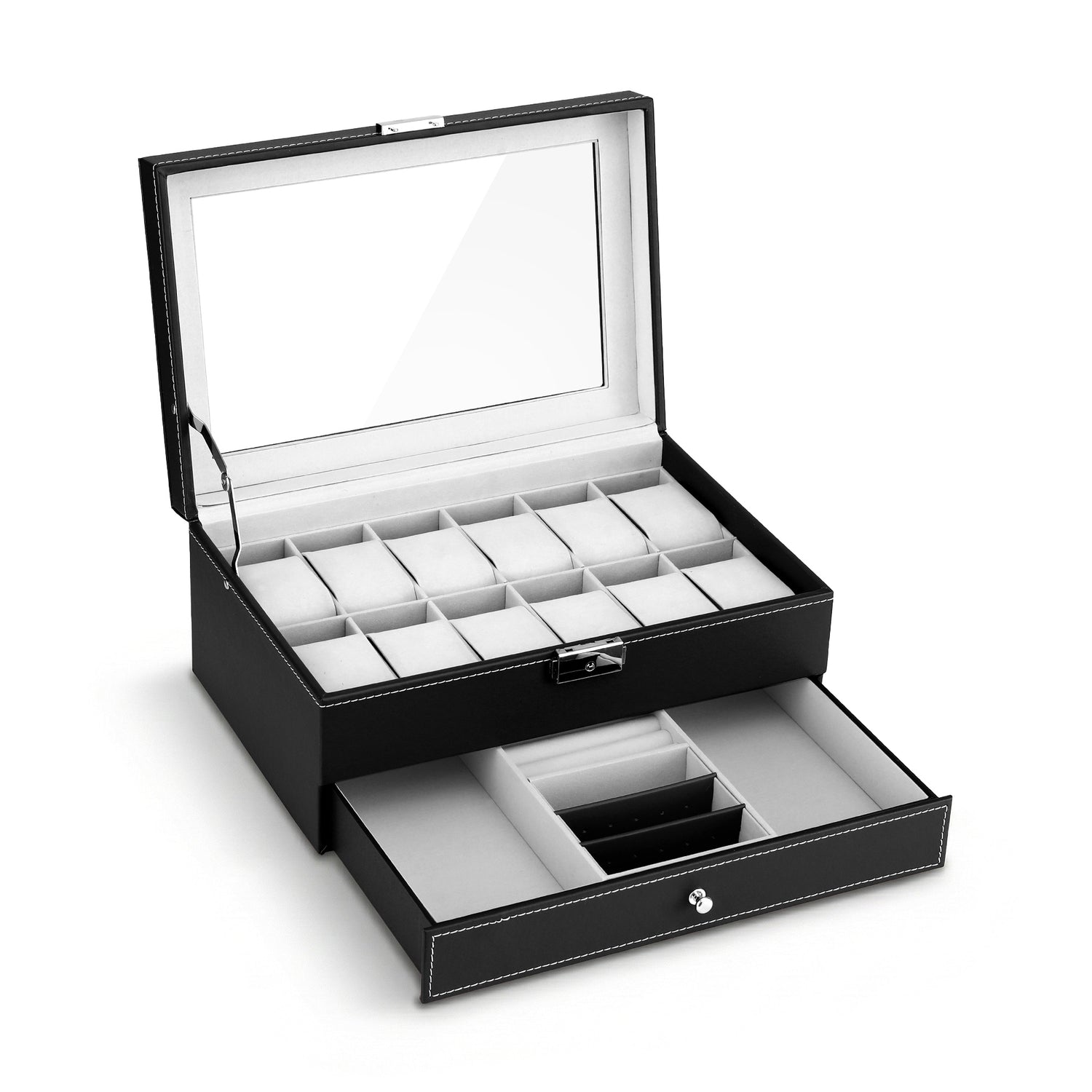 Embellir 12 Grids Watch Box Organizer Case Jewelry Display Storage Showcase-Fashion > Men&