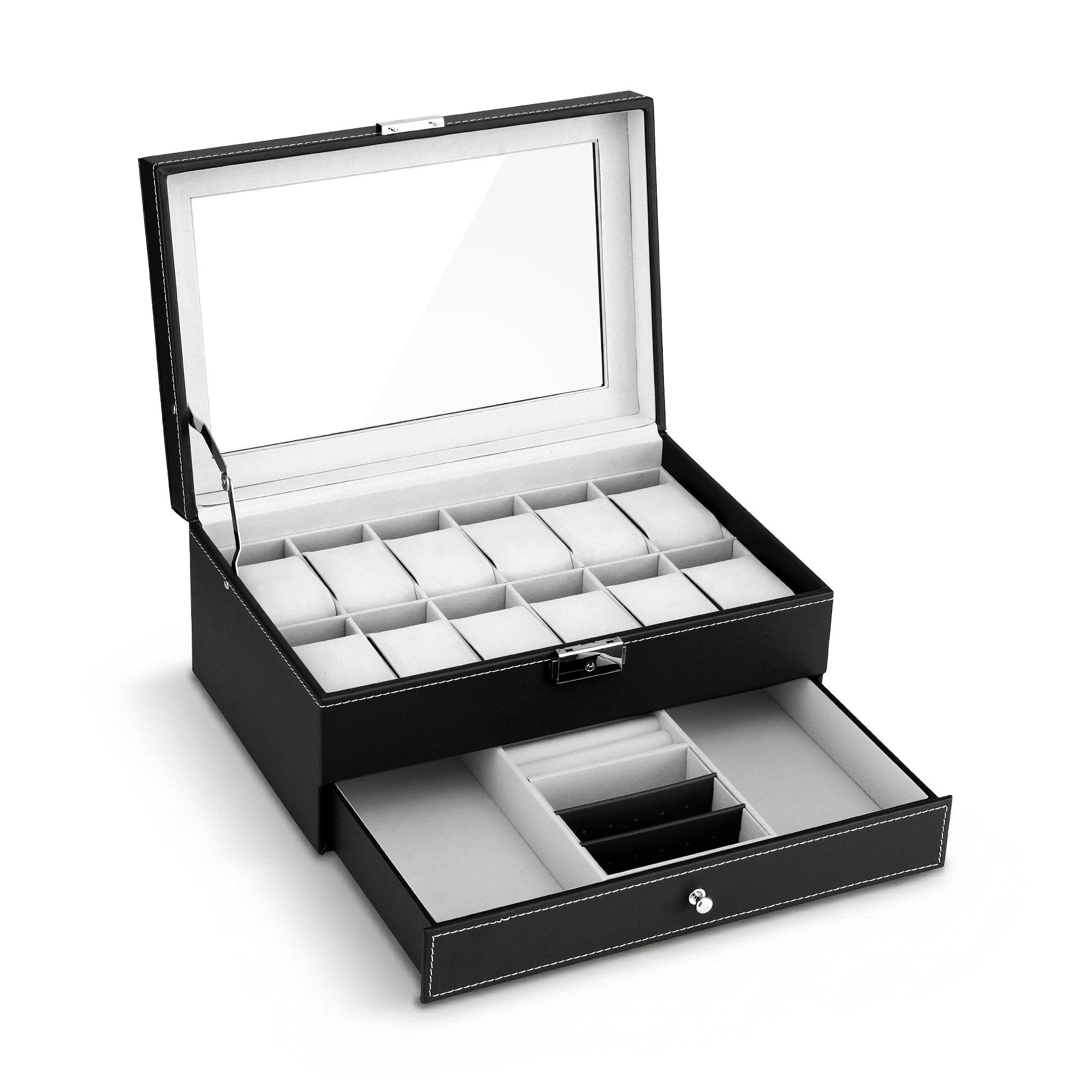 Embellir 12 Grids Watch Box Organizer Case Jewelry Display Storage Showcase-Fashion > Men&