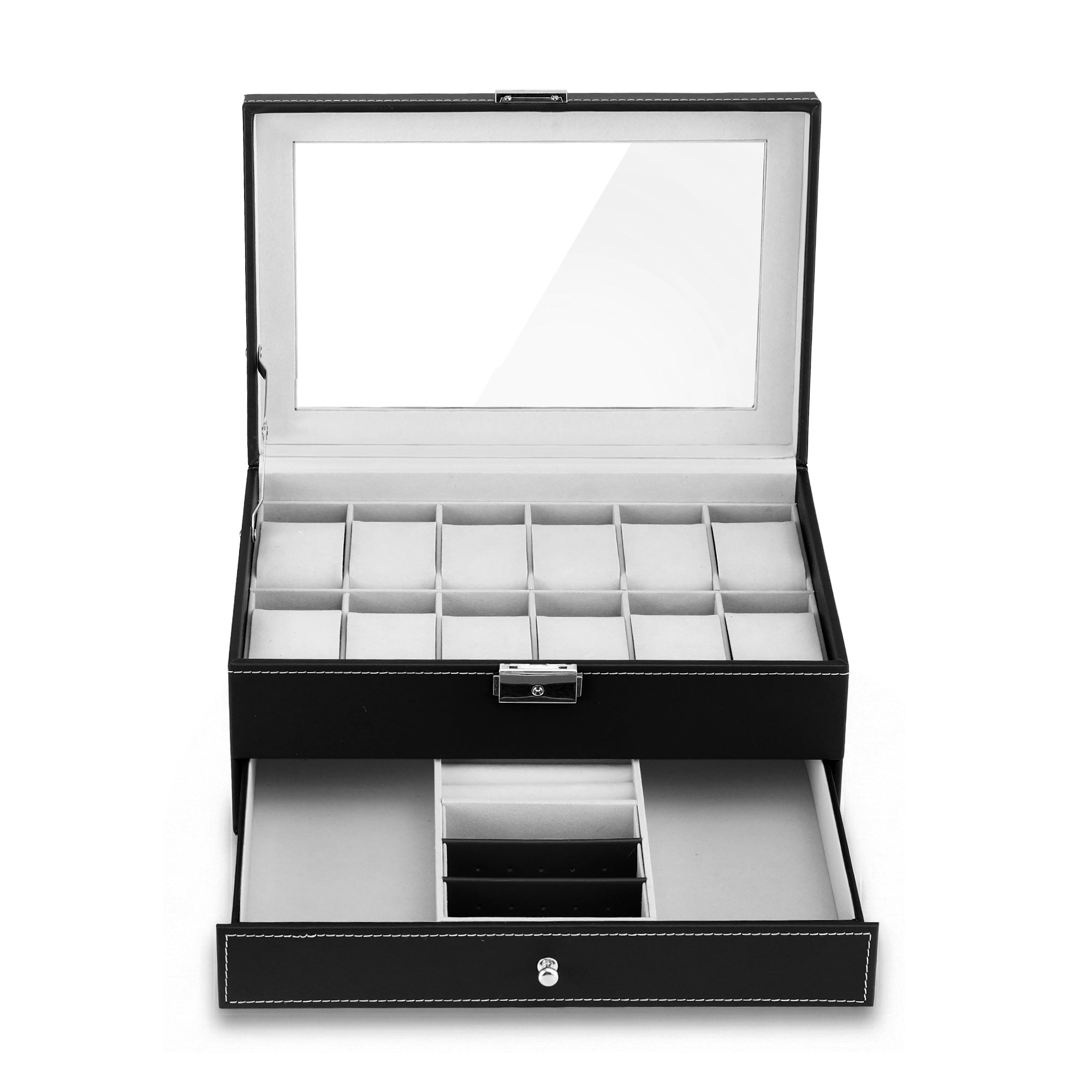 Embellir 12 Grids Watch Box Organizer Case Jewelry Display Storage Showcase-Fashion > Men&