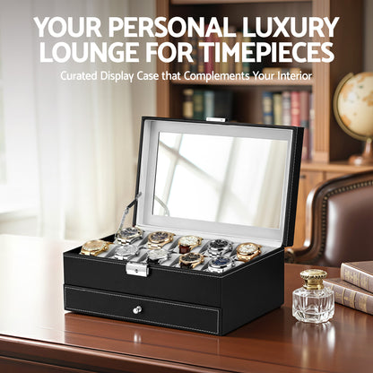 Embellir 12 Grids Watch Box Organizer Case Jewelry Display Storage Showcase-Fashion > Men&
