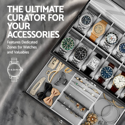 Embellir 12 Grids Watch Box Organizer Case Jewelry Display Storage Showcase-Fashion > Men&