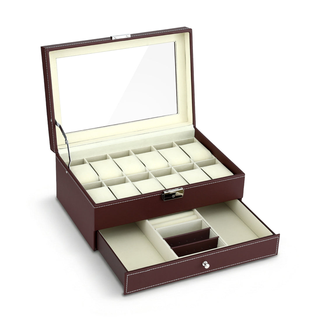 Embellir 12 Grids Watch Box Organizer Case Jewelry Display Storage Showcase-Fashion > Men&