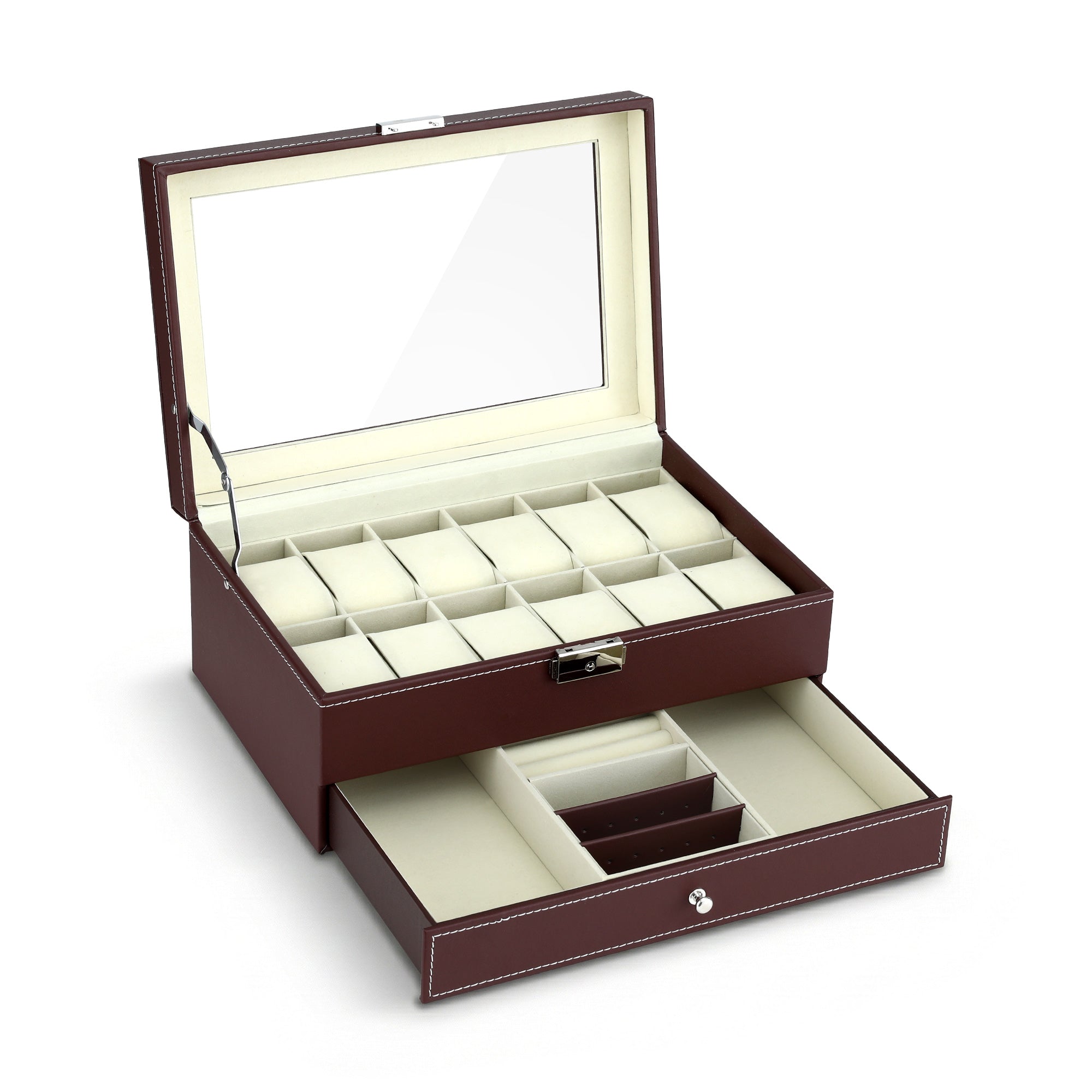 Embellir 12 Grids Watch Box Organizer Case Jewelry Display Storage Showcase-Fashion > Men&