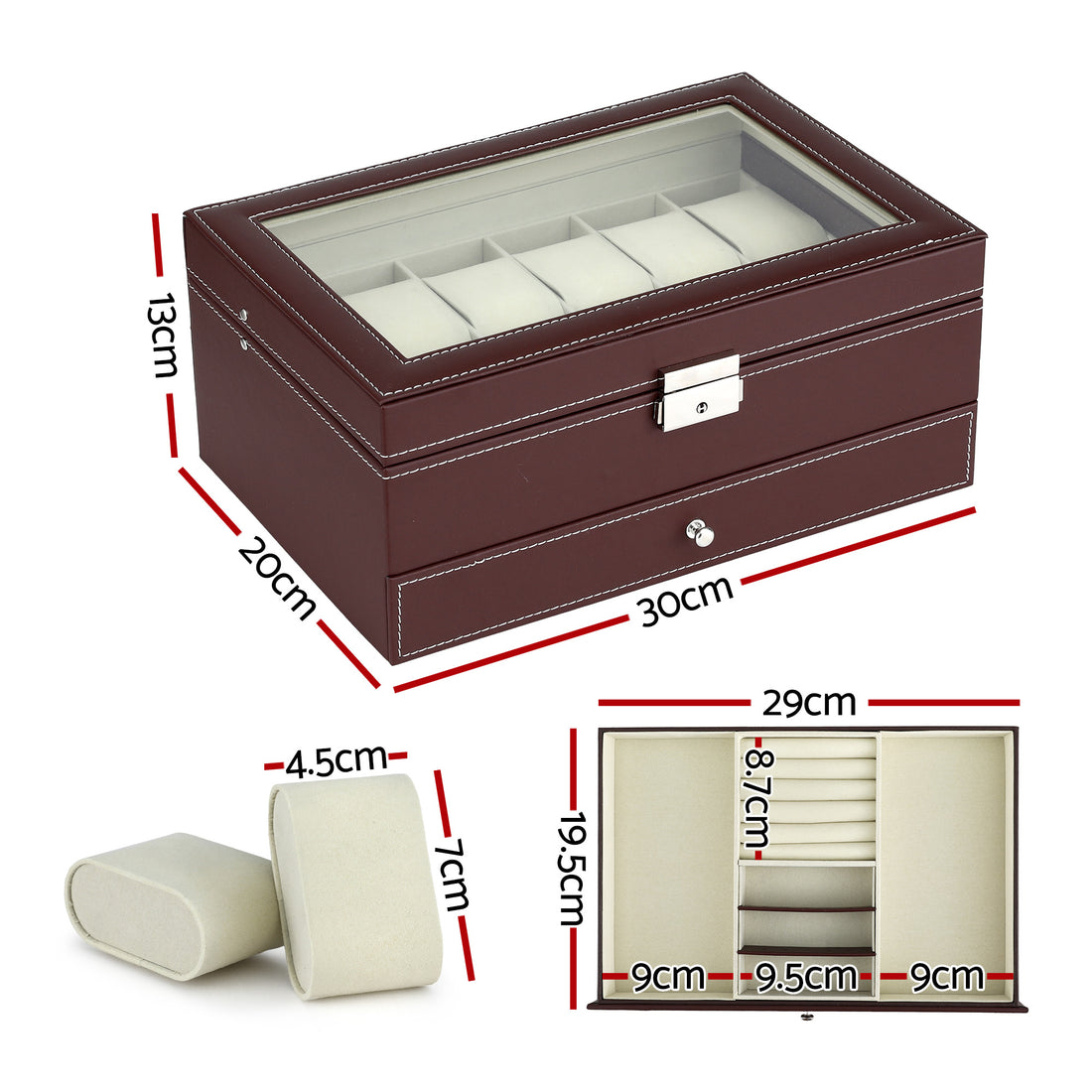 Embellir 12 Grids Watch Box Organizer Case Jewelry Display Storage Showcase-Fashion > Men&