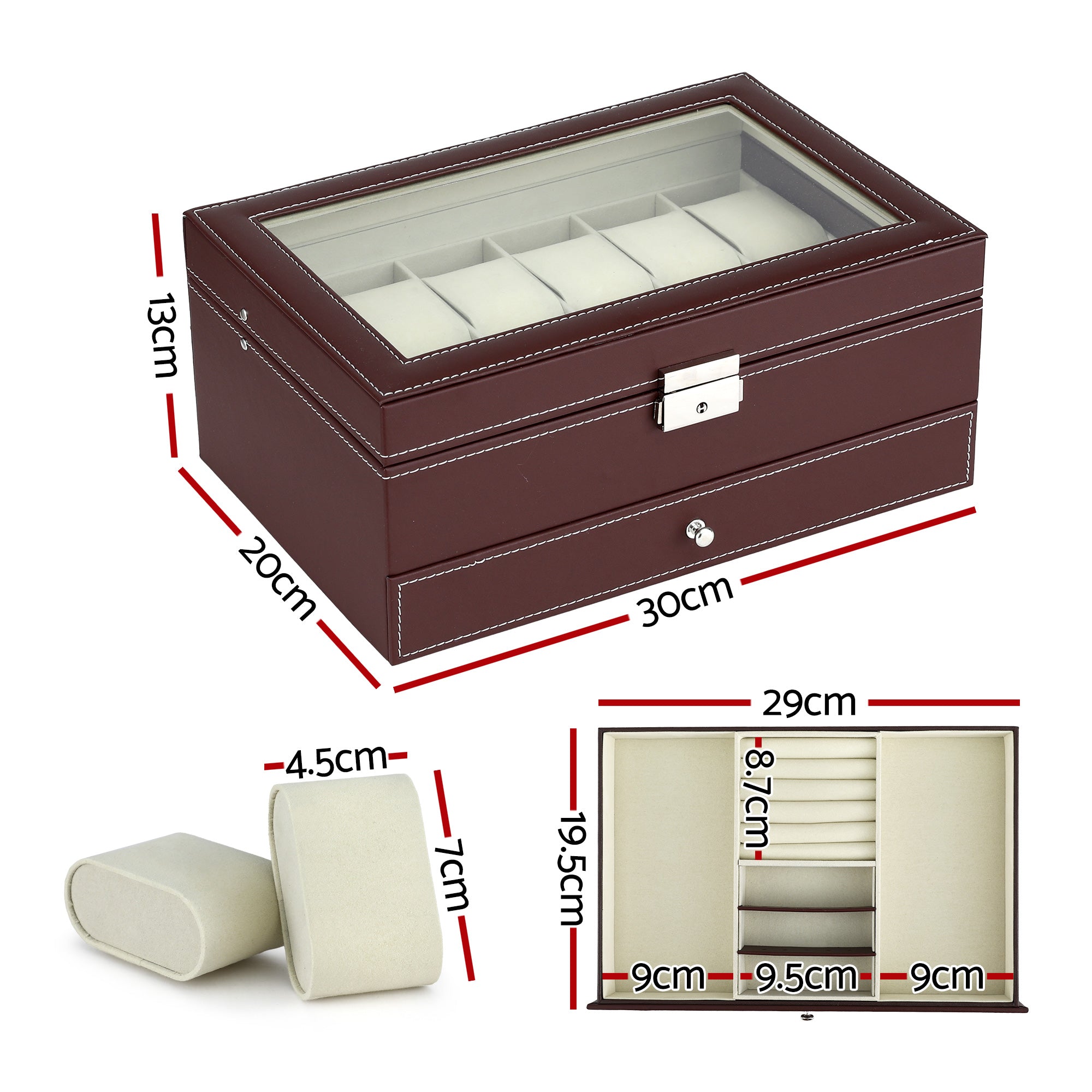 Embellir 12 Grids Watch Box Organizer Case Jewelry Display Storage Showcase-Fashion > Men&