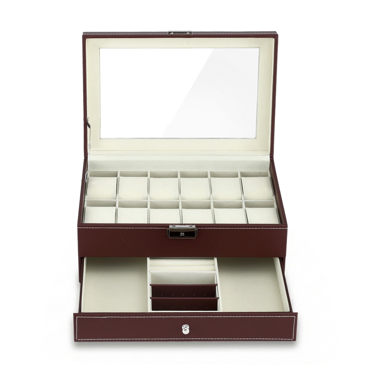 Embellir 12 Grids Watch Box Organizer Case Jewelry Display Storage Showcase-Fashion > Men&