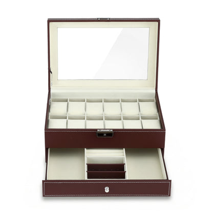 Embellir 12 Grids Watch Box Organizer Case Jewelry Display Storage Showcase-Fashion > Men&