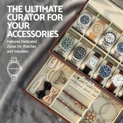 Embellir 12 Grids Watch Box Organizer Case Jewelry Display Storage Showcase-Fashion > Men&