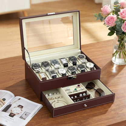 Embellir 12 Grids Watch Box Organizer Case Jewelry Display Storage Showcase-Fashion > Men&
