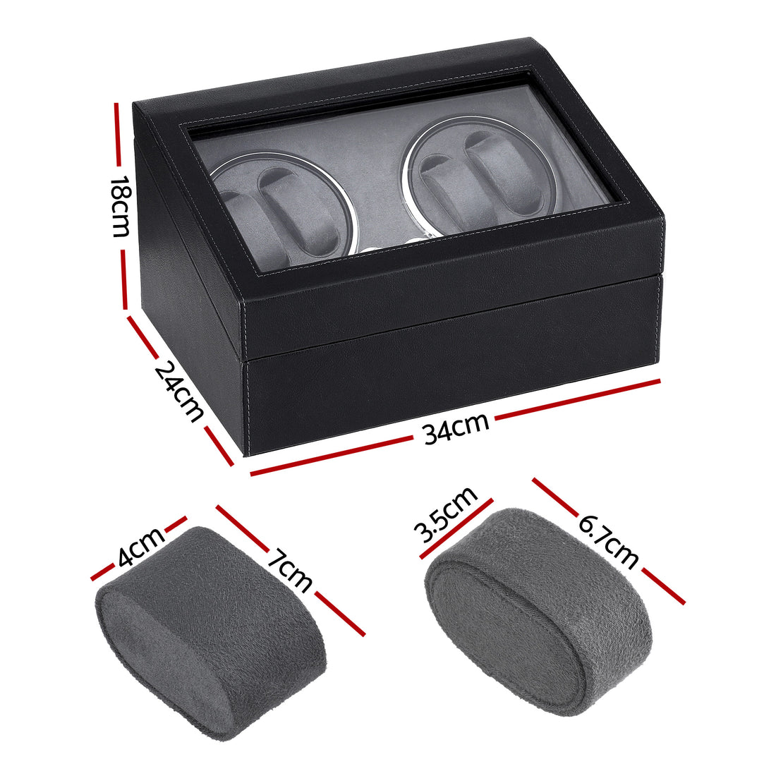 Embellir Watch Winder Automatic Double Watch Winder Box LED Black-Fashion > Men&