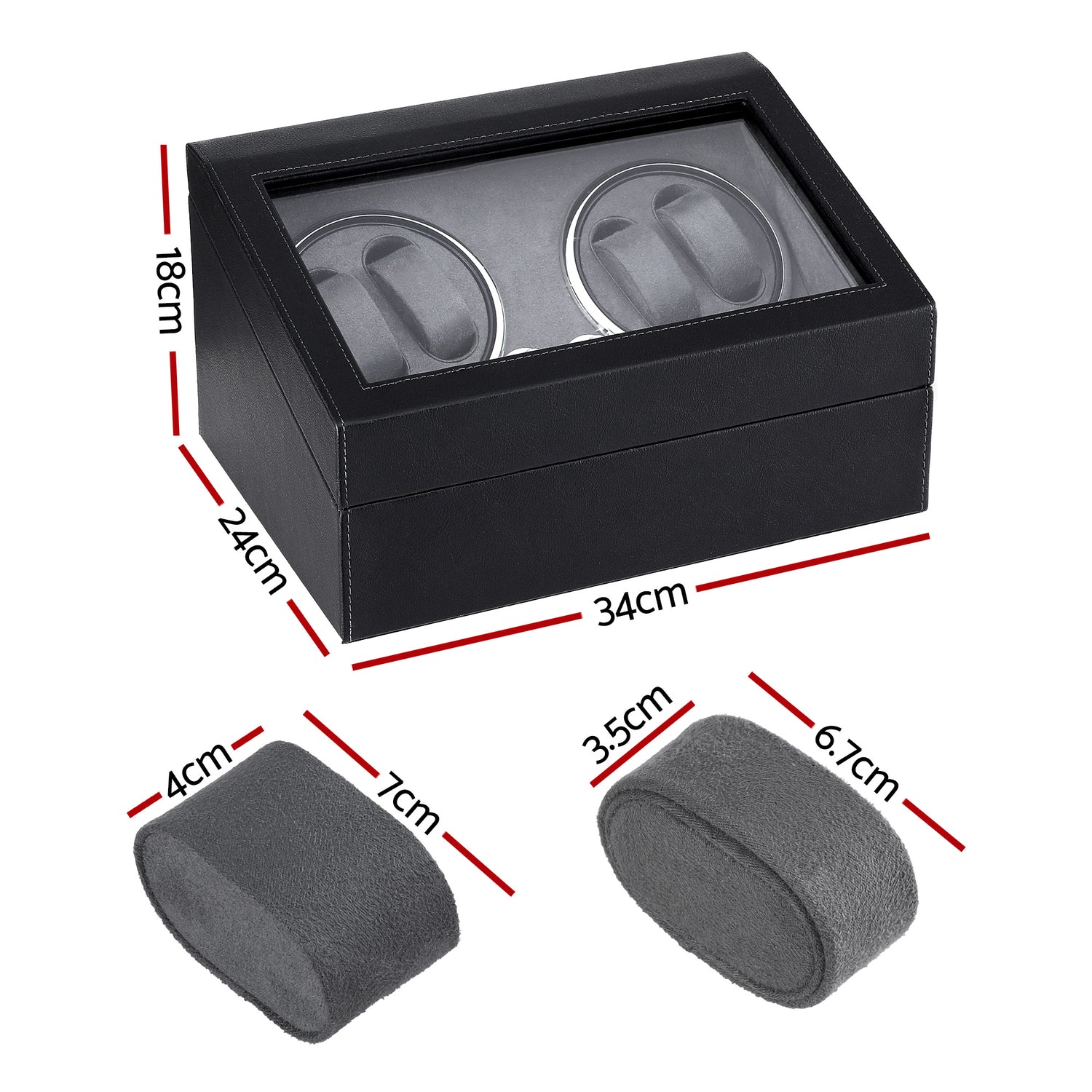 Embellir Watch Winder Automatic Double Watch Winder Box LED Black-Fashion > Men&